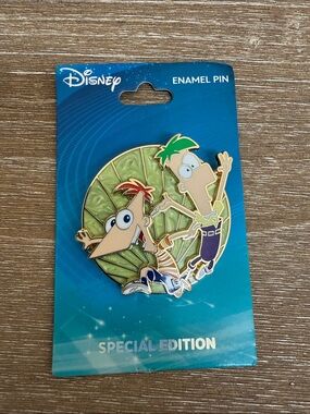 Disney Phineas & Ferb Enamel Pin with Green, Tan, Purple, Red Accents